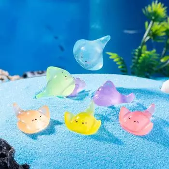 Светящаяся рыба-дьявол из смолы, украшение для микропейзажа, аквариума, морского животного, ландшафта, украшения, поделки, аксессуары 6pcs