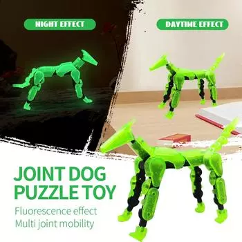 Светящаяся собака 13 суставов подвижная 3D-печатная игрушка-манекен для собак DIY полное уменьшение тела One Size зелёный