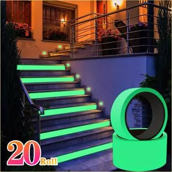 Светящаяся в темноте лента для украшения на Хэллоуин на открытом воздухе пожарная сигнальная лента для лестниц и сцен зеленая ударопрочная светящаяся в темноте лента 1PCS(0.4CM*3M)