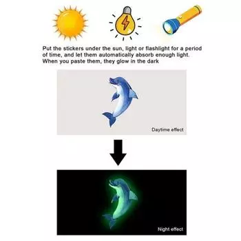 Светящаяся в темноте наклейка на туалет с дельфином, съемная, самоклеящаяся, водонепроницаемая, из ПВХ, настенное искусство для гостиной