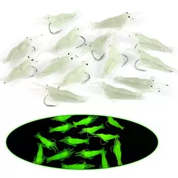 Светящаяся в темноте рыболовная приманка Sougayilang, 5 см, светящаяся в темноте, мягкая силиконовая рыболовная приманка типа креветки 50pcs