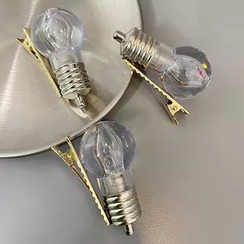 Светящаяся заколка для волос с лампочкой, креативная барная танцевальная светодиодная челка, клипса для женщин