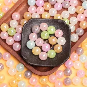 Светящееся 500 шт., ожерелье с УФ-ослеплением, аксессуары, материал из бисера, круглые бусины, браслет, желейный цвет, 10/12/14 мм, акриловая мода «сделай сам» 10mm разноцветный