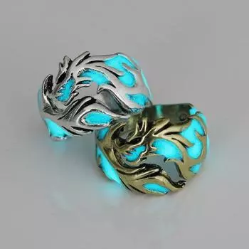 Светящееся кольцо Привлекательное нержавеющее светящееся мужское кольцо в форме дракона 1.9cm