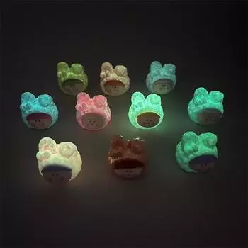 Светящееся покрытие голова кролика Лилит мини фигурка случайный 1 шт настольный милый мультфильм декоративный орнамент смоляные аксессуары 2.3*2.2*2cm