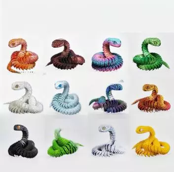 Светящееся радужное 3D-печатное украшение в виде змеи-гадюки — подарок ручной работы 30CM