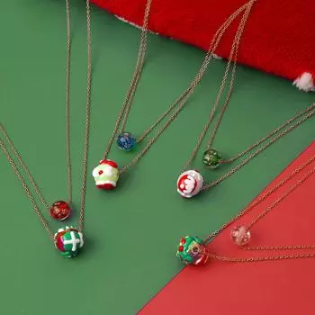 Светящееся рождественское ожерелье из титановой стали - двухслойный дизайн Санта-Клауса и елки SXL081