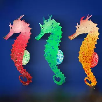 Светящееся силиконовое украшение для аквариума в виде морского конька с присоской - флуоресцентная, красочная имитация океана для аквариумов fluorescent seahorse