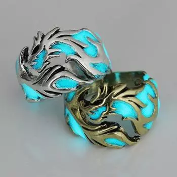 Светящееся в темноте мужское кольцо, крутое индивидуальное кольцо с летающим драконом для бара US 8 синий