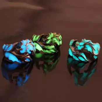 Светящееся в темноте мужское кольцо, крутое индивидуальное кольцо с летающим драконом US 8 синий