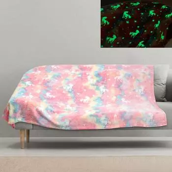 Светящееся в темноте одеяло с рисунком животных, мягкое, уютное, детское одеяло, красочное, для детей, единороги, игрушки для девочек и мальчиков, подарки