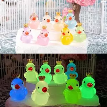 Светящееся в темноте украшение, мультяшная милая светящаяся корона, большая желтая утка, украшение из смолы, микропейзаж, настольная утка, ювелирные изделия large 2.7 * 2.1cm 5pcs зелёный