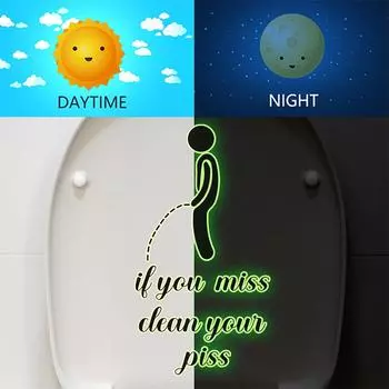Светящиеся английские лозунги «Маленький человечек», инструкции по мочеиспусканию, предупреждающие слова, светящиеся наклейки, наклейки для туалета, декоративная стена 2030cm