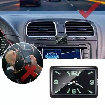 Светящиеся автомобильные часы с дисплеем ночного видения, зеленый светодиодный индикатор времени на приборной панели, безопасные автомобильные часы с креплением 3M чёрный