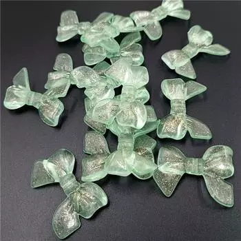 Светящиеся аксессуары для ожерелья, бусины с бантом, ювелирные аксессуары, ручная работа, 10 шт., порошок зеленого лука, акриловая мода, посыпанная золотым ювелирным аксессуаром зелёный