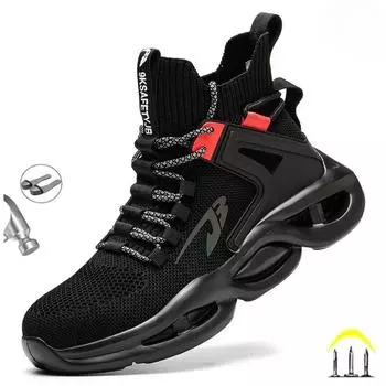 Светящиеся ботинки со стальным носком для мужчин, нескользящие рабочие ботинки, неразрушаемая обувь, защитные ботинки для кухни и ресторана, мужская обувь 36-48 36 серый