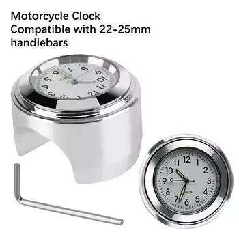 Светящиеся часы, универсальные водонепроницаемые часы для крепления на руль мотоцикла, термометр 22-25 мм, датчик температуры, аксессуары для мотоциклов, часы для мотоцикла Silver White