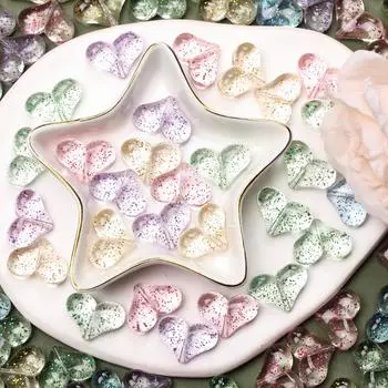 Светящиеся DIY 10 шт. Материалы для изготовления ожерелья, сережек, акриловые бусины в форме персикового сердца, вертикальные отверстия, модные бисерные аксессуары, зеленый луковый порошок зелёный