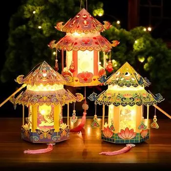 Светящиеся фонарики для фестиваля середины осени Подвесной светильник в виде дворца кроликов Праздничные и праздничные принадлежности C