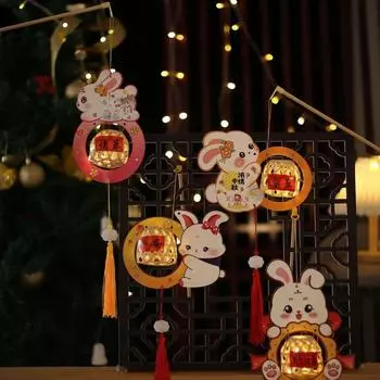 Светящиеся китайские кролики Лунный пряник Фонарь Традиционная ручная лампа Облачные кролики Национальный день style 4