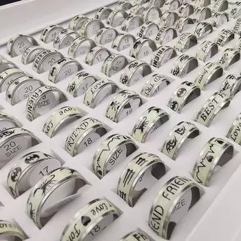 Светящиеся кольца из нержавеющей стали, ювелирные изделия, кольца для пар, различные украшения