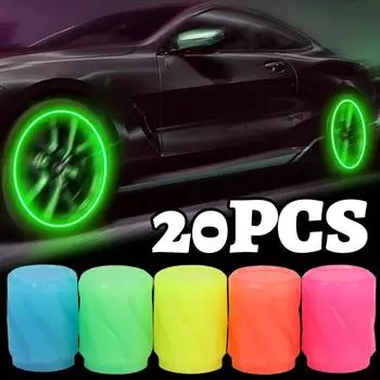 Светящиеся колпачки для автомобильных шин, пылезащитный защитный чехол для автомобильных шин, светящиеся в темноте декоративные аксессуары 4pcs розовый