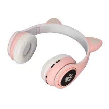 Светящиеся кошачьи ушки Bluetooth наушники бас складной беспроводной головной убор дыхательная лампа гарнитура розовый