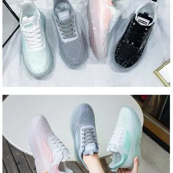 Светящиеся кроссовки, женские кроссовки для бега, новинка 2022 года, женская дышащая повседневная обувь 35 чёрный