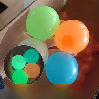 Светящиеся липкие шарики-мишени для потолка - игрушка для снятия стресса для детей Pink Luminous Sticky Target Ball