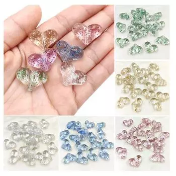 Светящиеся материалы для изготовления ожерелья, сережек, вертикальное отверстие, своими руками, 10 шт., бисерные аксессуары, персиковое сердце, свободные бусины, модный акриловый зеленый луковый порошок синий