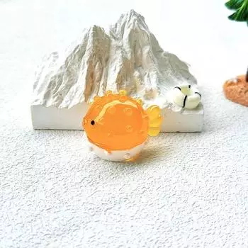 Светящиеся мини-фигурки рыб-собак, украшения из смолы, светящиеся в темноте, рыбки-шары, сделай сам, микроландшафтный цветочный горшечный декор оранжевый