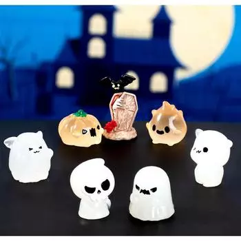 Светящиеся миниатюрные фигурки из микропейзажа на Хэллоуин, поделки из смолы, мини-украшения для сада фей, тыква, привидение, вампир, украшение