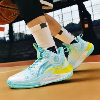 Светящиеся мужские кроссовки 2024 года, новые сетчатые дышащие баскетбольные спортивные кроссовки, спортивные студенческие сверхлегкие амортизирующие кроссовки для бега 35