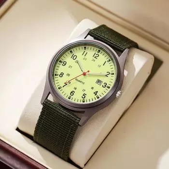 Светящиеся мужские спортивные часы, ударопрочные наручные часы, простые наручные часы из нейлона, кварцевые часы для мужчин чёрный