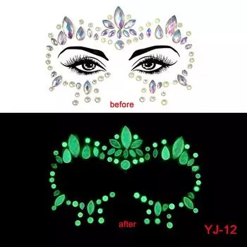Светящиеся наклейки для татуировок для лица, ювелирные изделия, кристаллы и бриллианты, наклейки для бровей, наклейки для лица, глаза, хрустальные наклейки для глаз, декор, светящиеся
