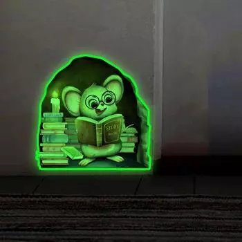 Светящиеся наклейки на стену с изображением мышиного отверстия для детских комнат, декор для спальни, наклейки для дома, светящиеся в темноте наклейки с мышью 15 x 15cm