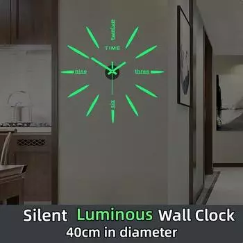Светящиеся настенные часы своими руками, немые, с установочными аксессуарами, диаметр 40см diameter 40cm чёрный