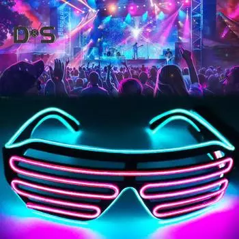 Светящиеся неоновые очки Rave со светящимися затворами, солнцезащитные очки El Wire LED, светящиеся костюмы диджея для вечеринок в стиле 80-х, музыкальных фестивалей F