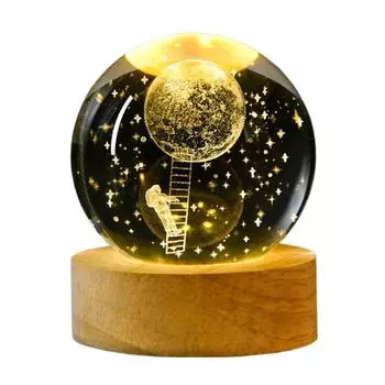 Светящиеся ночные светильники в виде хрустального шара с настольной лампой на деревянной основе для декора спальни D 6/6cm