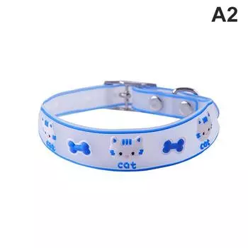 Светящиеся ошейники для домашних животных с колокольчиками, светящиеся ночью, ожерелье для собак и кошек, светящееся кольцо на шею Cat28cm синий