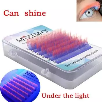 Светящиеся ресницы, одиночные привитые накладные ресницы смешанного цвета, натуральное наращивание, макияж глаз, эффектные ресницы. 0.07mm--C--8mm