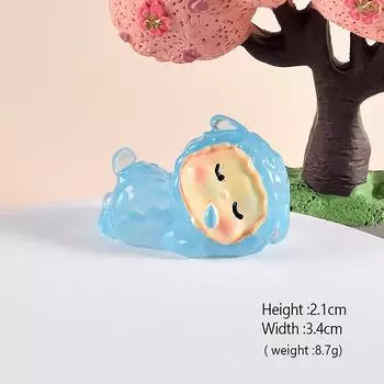 Светящиеся рождественские фигурки маленьких ягнят из смолы для сада, аквариума, кукольного домика