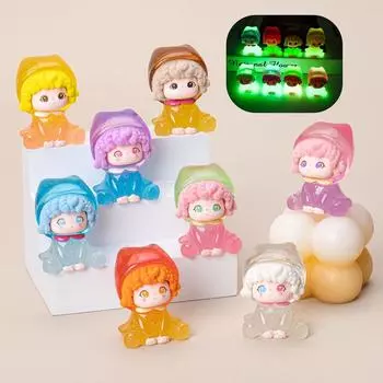 Светящиеся сидящие вьющиеся волосы из смолы какао с милым зерном One Size синий