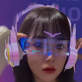 Светящиеся солнцезащитные очки со светодиодной подсветкой, винтажные очки в стиле панк, мужские и женские модные вечерние очки OneSize