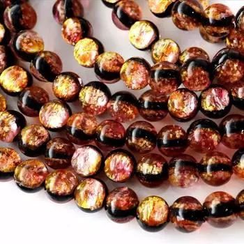 Светящиеся стеклянные бусины серии Kerama Sunset Orange Firefly для продажи, сувенир из Окинавы, острова Керама 6 мм [ЗОЛОТОЙ КАМЕНЬ]