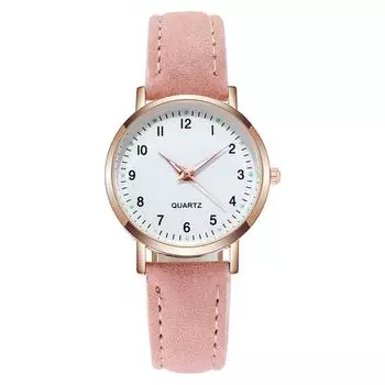 Светящиеся студенческие часы для мужчин и женщин с цифровым тонким кожаным ремнем One Size розовый