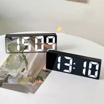 Светящиеся светодиодные настольные зеркальные часы с цифровым дисплеем и будильником square, alarm clock