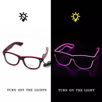 Светящиеся светодиодные очки Неоновые вечерние мигающие очки EL Wire Glow Gafas Светящиеся новинки Подарочные светящиеся солнцезащитные очки Яркие световые принадлежности оранжевый