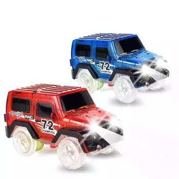 Светящиеся светодиодные светящиеся машинки для светящейся гоночной трассы, электронная игрушечная машинка, мигающая детская железная дорога, светящаяся машинка, трековая машинка