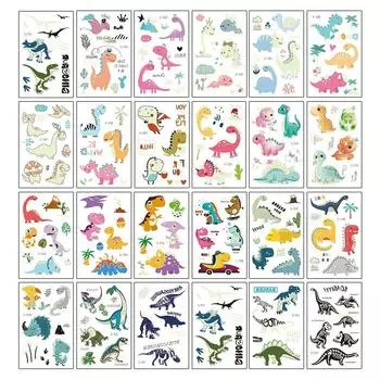 Светящиеся татуировки-наклейки, временные поддельные татуировки, детская светящаяся паста на лицо, руку, ногу для детей, боди-арт, наклейка с русалкой и динозавром